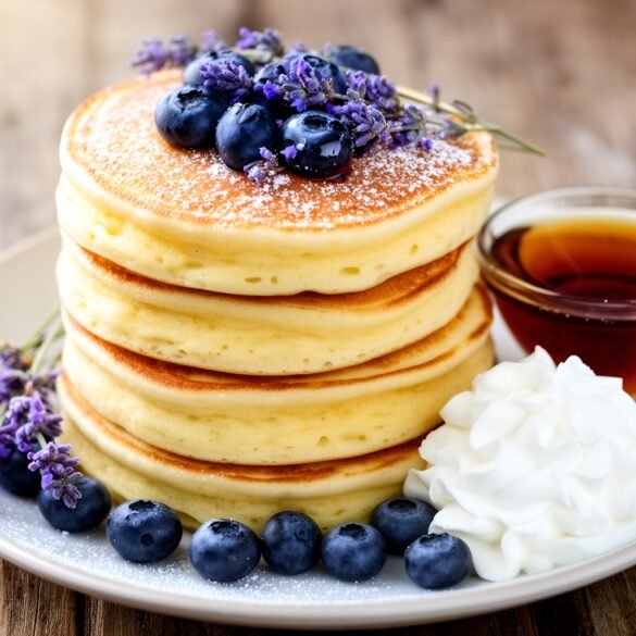 Fluffy Blueberry-Lavender Pancakes Stack