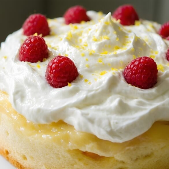 Fluffy Raspberry-Lemon Cloud Cake with Whipped Cream