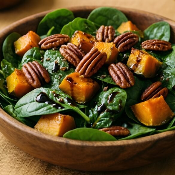 Harvest Delight Pumpkin-Spinach Salad with Spiced Pecans