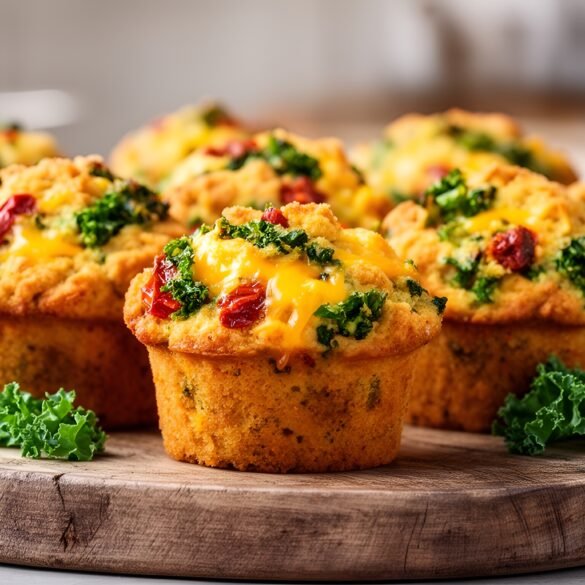 Hearty Kale and Cheddar Muffins with Sun-Dried Tomatoes