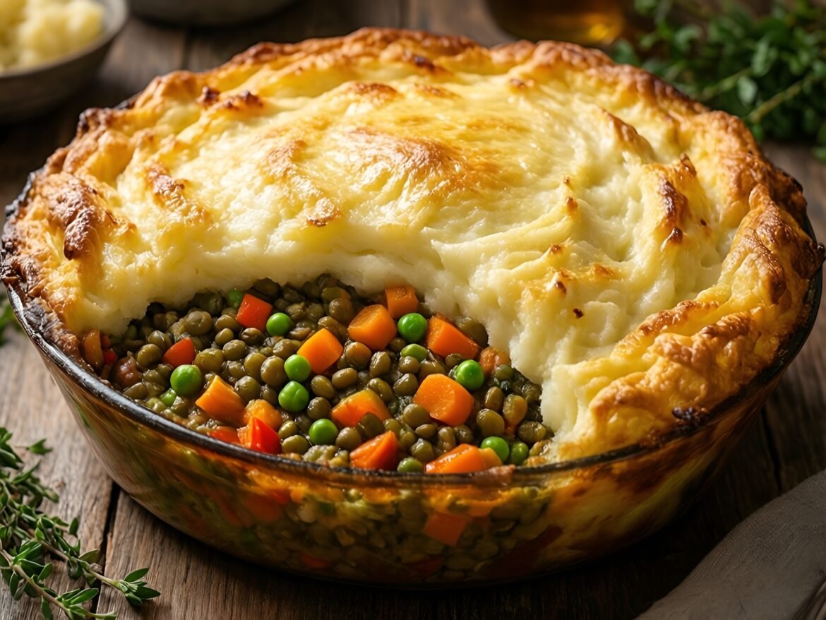 Hearty Spiced Lentil and Vegetable Shepherd's Pie with Creamy Mashed Cauliflower