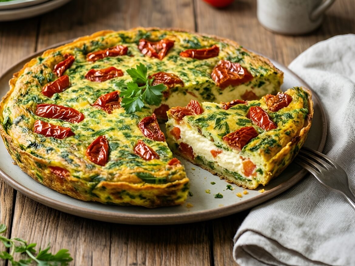 Herb-Infused Savory Frittata with Sun-Dried Tomatoes