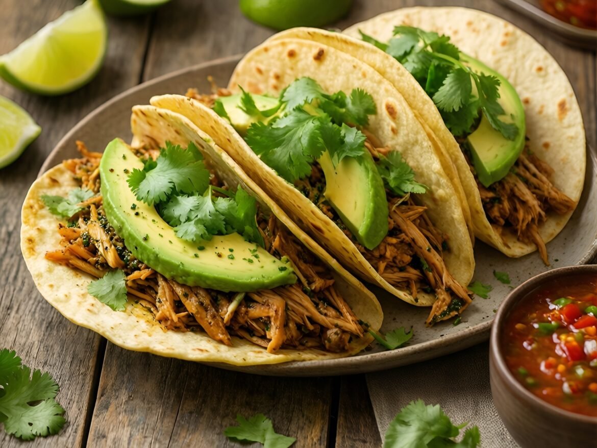 Herbed Lemon-Pepper Garlic Pulled Turkey Tacos
