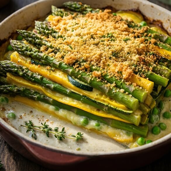 Herbed Spring Vegetable Gratin with Crunchy Topping