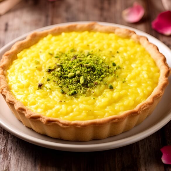 Luxurious Saffron and Rose Rice Pudding Tart
