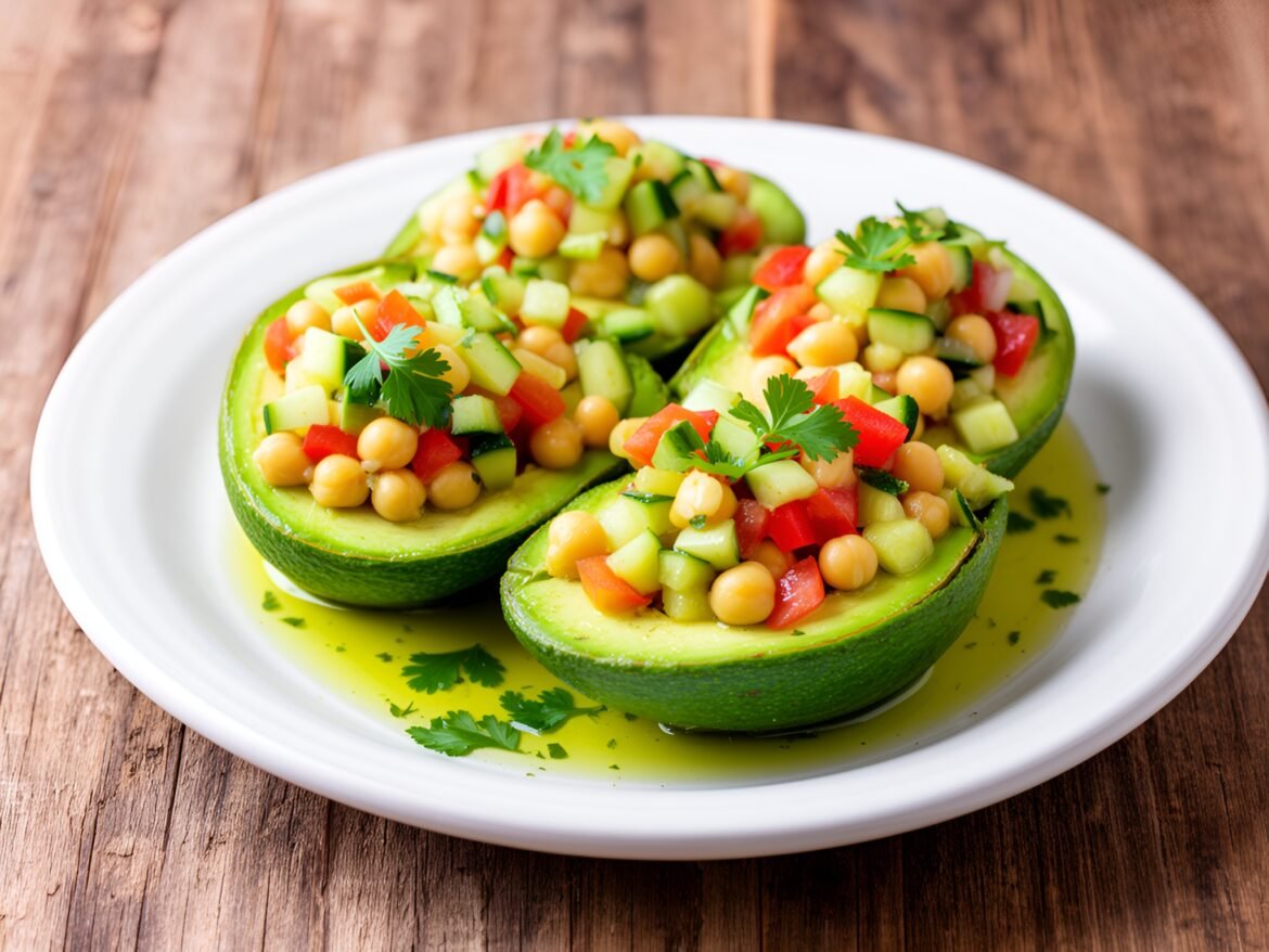 Mediterranean Chickpea-Stuffed Avocado Boats