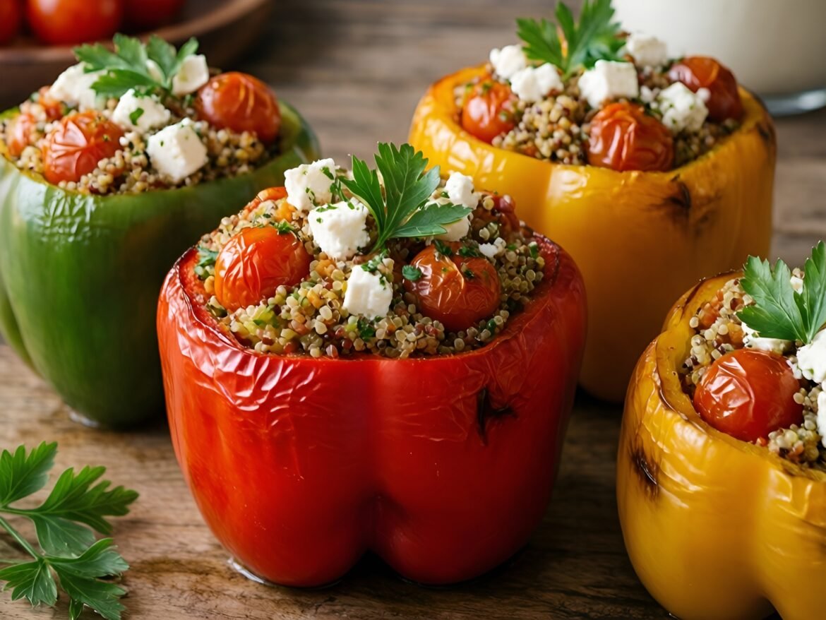 Mediterranean Quinoa-Stuffed Bell Peppers with Feta