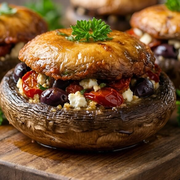 Mediterranean-Style Loaded Stuffed Mushroom Caps