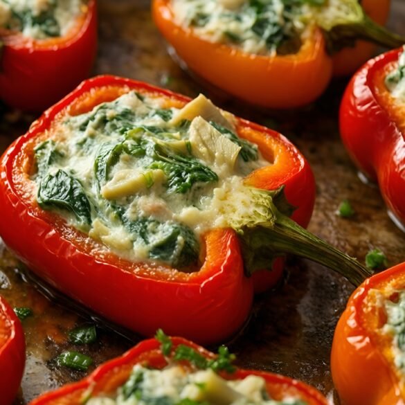 Mini Peppers Stuffed with Savory Spinach and Artichoke Delight