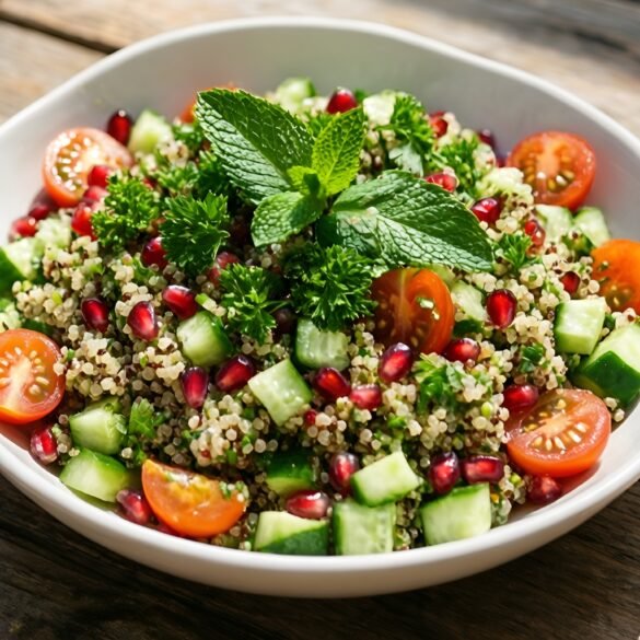 Pomegranate-Infused Quinoa Tabbouleh with Cucumber Vinaigrette