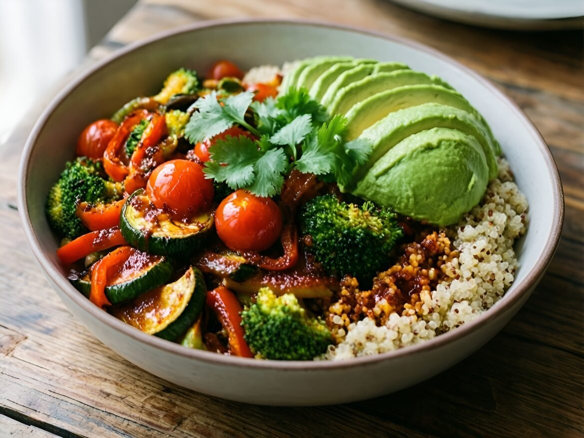 Quick Harissa-Glazed Veggie Buddha Bowl