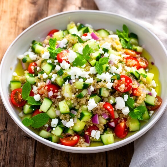 Refreshing Cucumber-Mint Quinoa Salad with Feta Crumbles