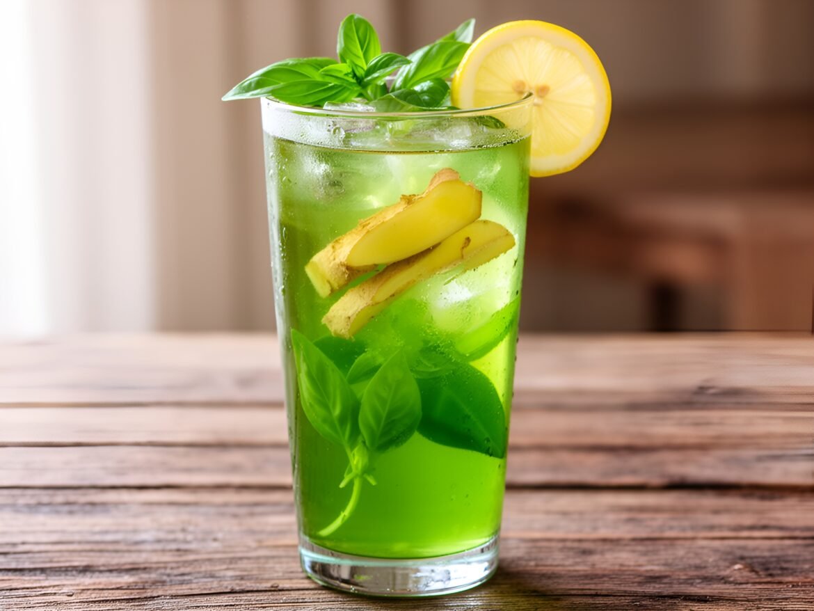 Refreshing Ginger-Basil Infused Iced Green Tea