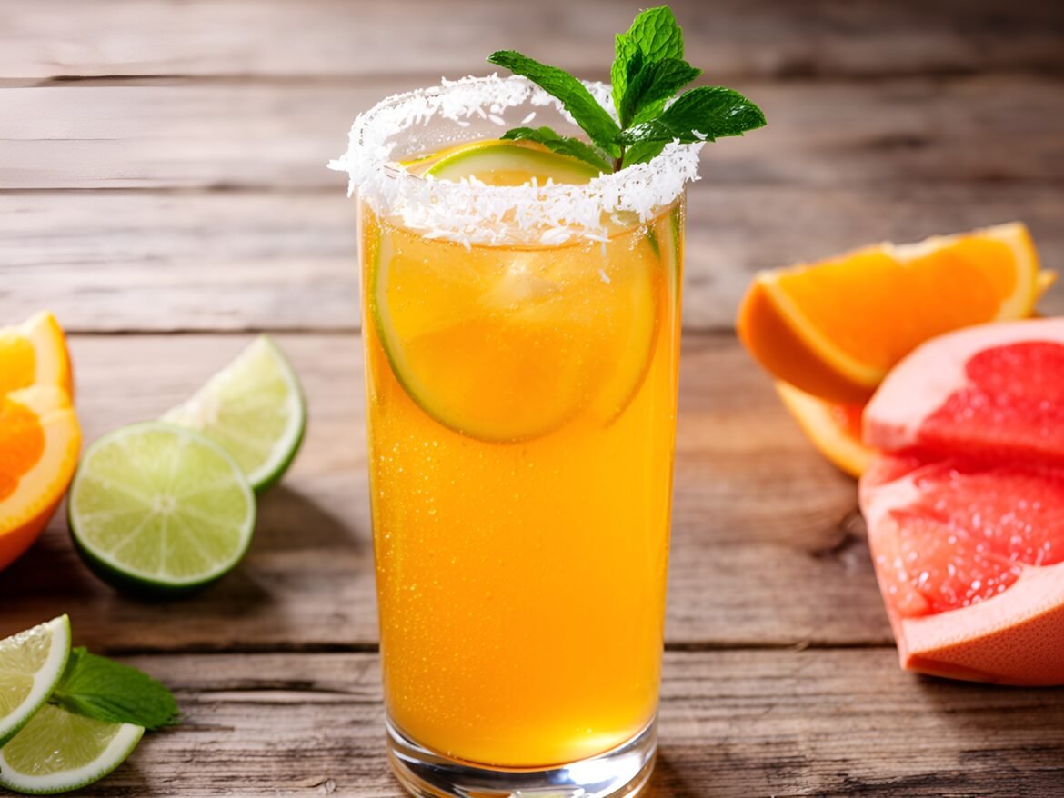 Refreshing Tropical Citrus Spritz with Coconut Zest