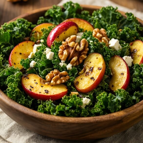 Rustic Autumn Harvest Kale Salad with Spiced Apples