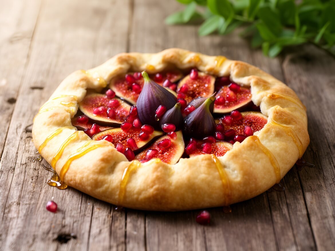 Rustic Fig-Pomegranate Galette with Honey Drizzle
