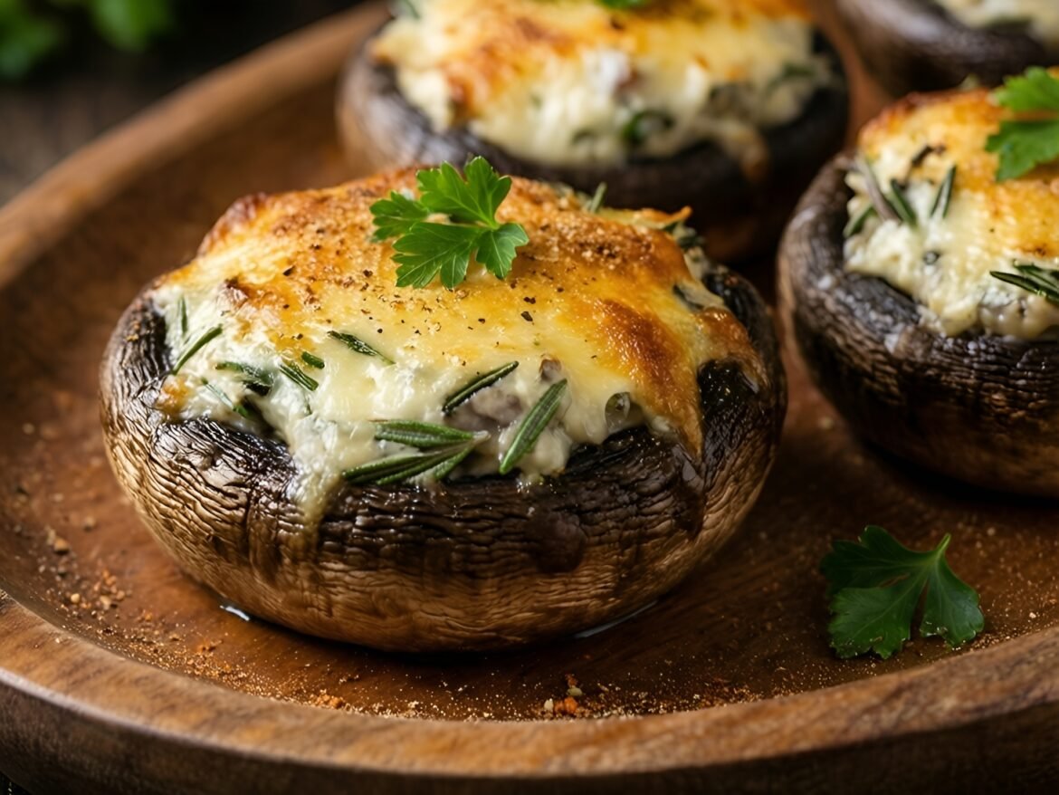 Rustic Parmesan-Rosemary Stuffed Mushroom Caps