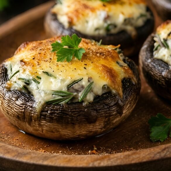Rustic Parmesan-Rosemary Stuffed Mushroom Caps