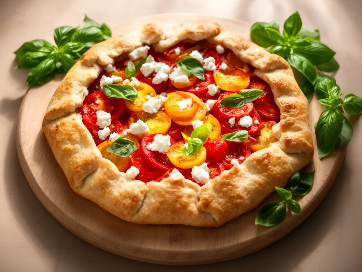Rustic Tomato-Basil Breakfast Galette with Crumbled Feta