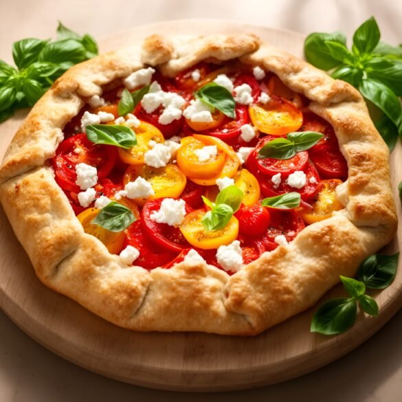 Rustic Tomato-Basil Breakfast Galette with Crumbled Feta