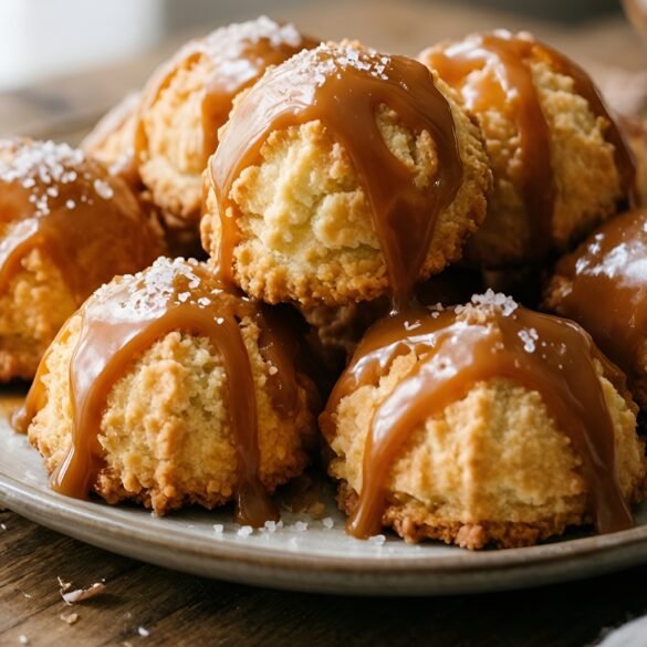 Salted Caramel Coconut Macaroons with Drizzle