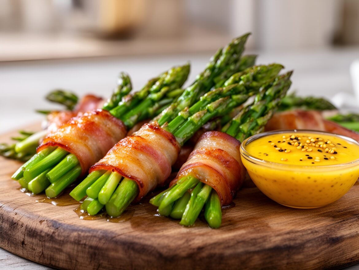 Savory Bacon-Wrapped Asparagus Bites with Honey Mustard Dip