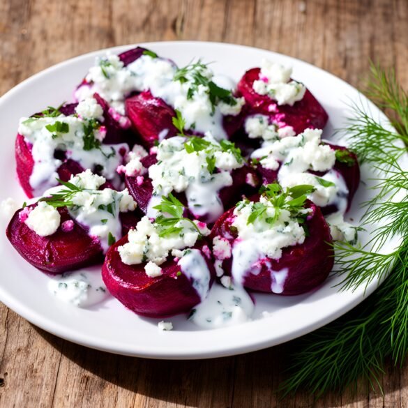 Savory Beet and Feta Bites with Herbed Yogurt
