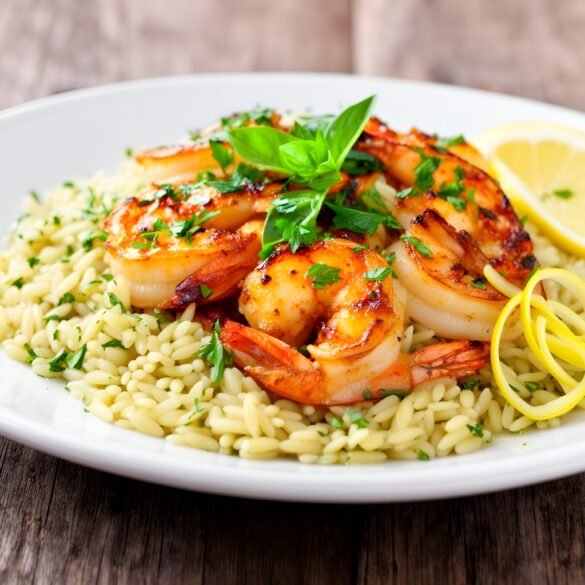Savory Caramelized Garlic-Butter Shrimp with Herbed Orzo