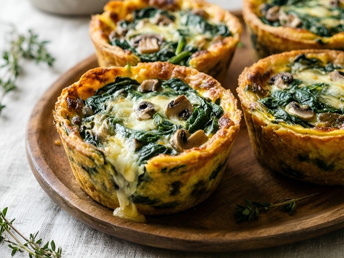 Savory Herbed Mushroom and Spinach Frittata Cups