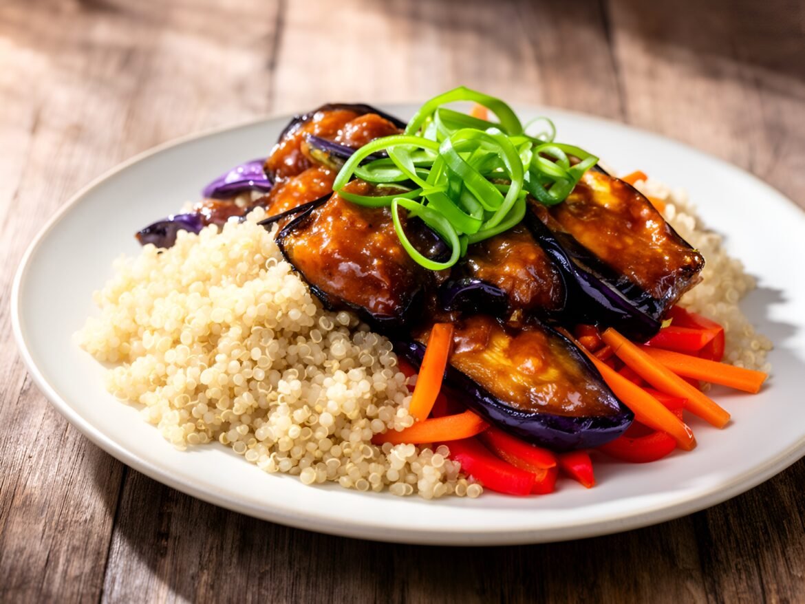 Savory Miso-Glazed Eggplant Quinoa Stir-Fry