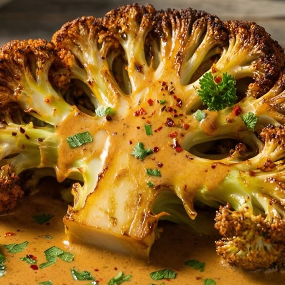 Savory Roasted Cauliflower Steaks with Spicy Tahini Drizzle