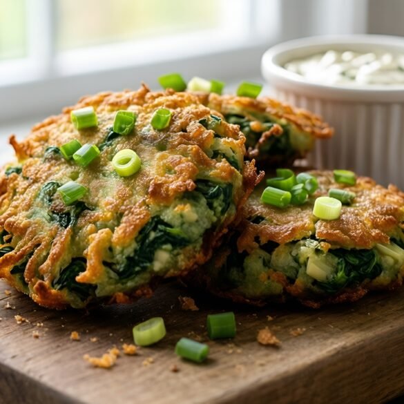 Savory Spinach-Artichoke Fritters with a Breakfast Twist