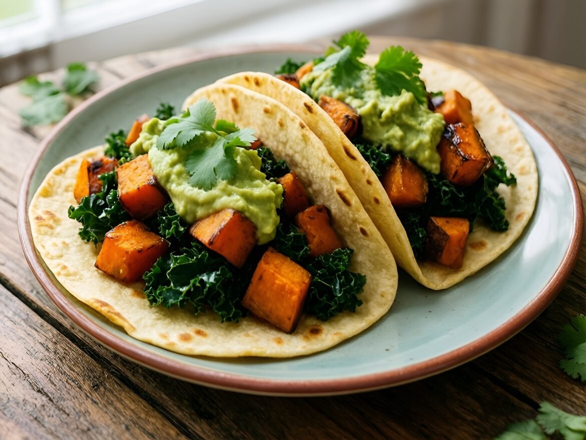 Savory Sweet Potato and Kale Breakfast Tacos