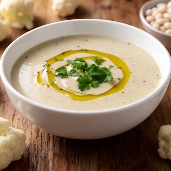 Silky Creamy Roasted Cauliflower and White Bean Soup