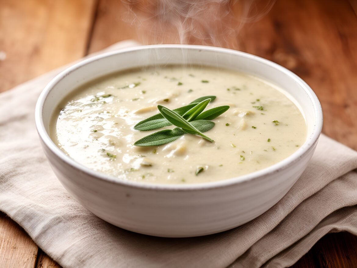 Silky Roasted Cauliflower and Sage Soup with a Hint of Nutmeg