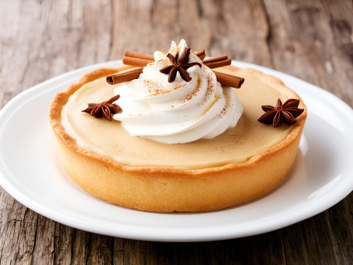 Silky Vanilla Chai Tart with Cinnamon-Spiced Whipped Cream