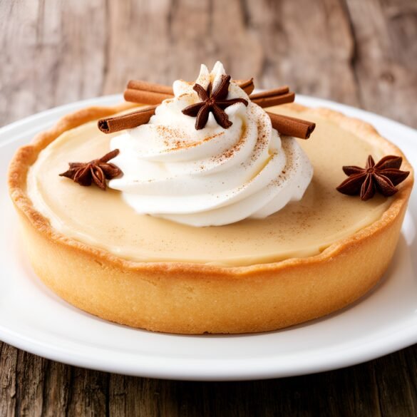 Silky Vanilla Chai Tart with Cinnamon-Spiced Whipped Cream