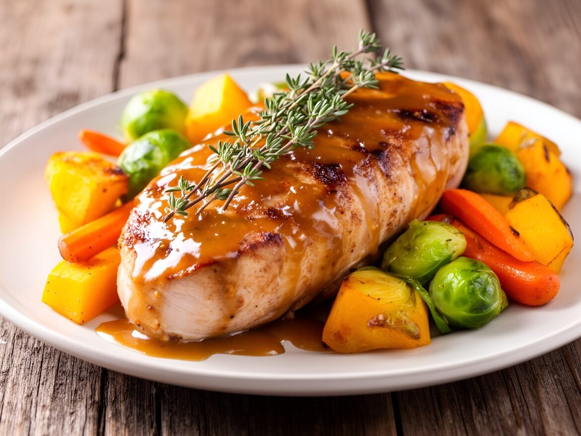 Smoky Maple-Dijon Glazed Pork Tenderloin with Roasted Autumn Vegetables