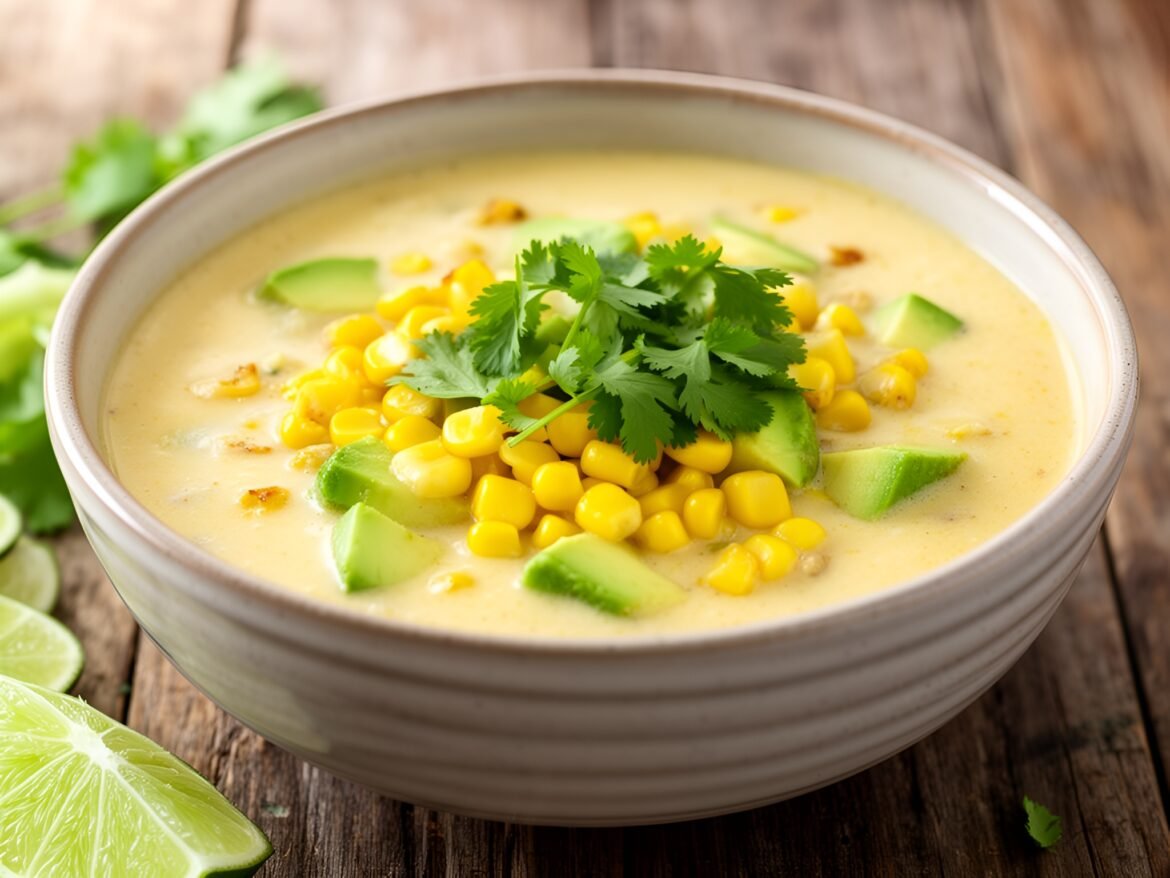 Smoky Roasted Corn & Avocado Chowder