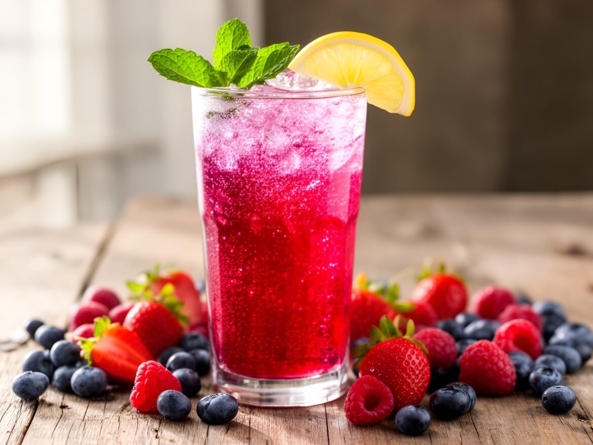 Sparkling Berry Hibiscus Iced Tea Fizz