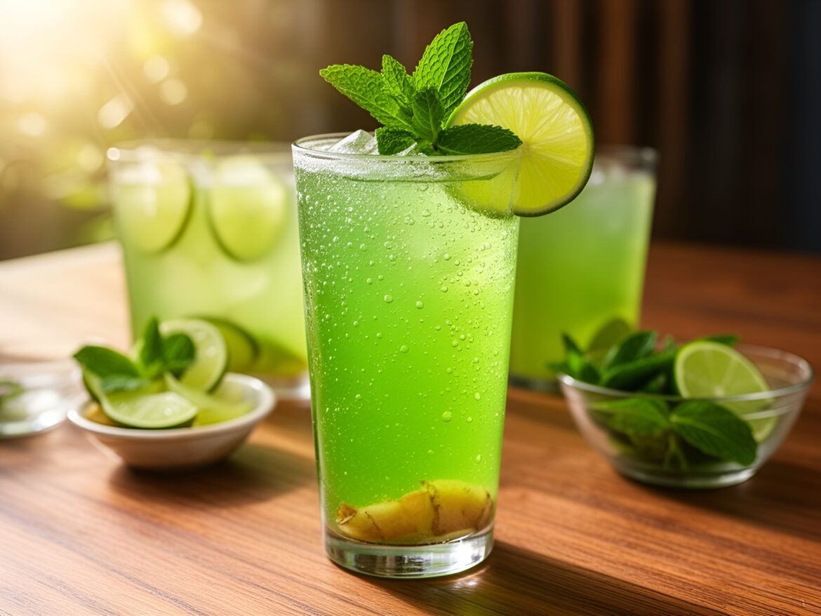Sparkling Ginger-Lime Green Tea Refresher