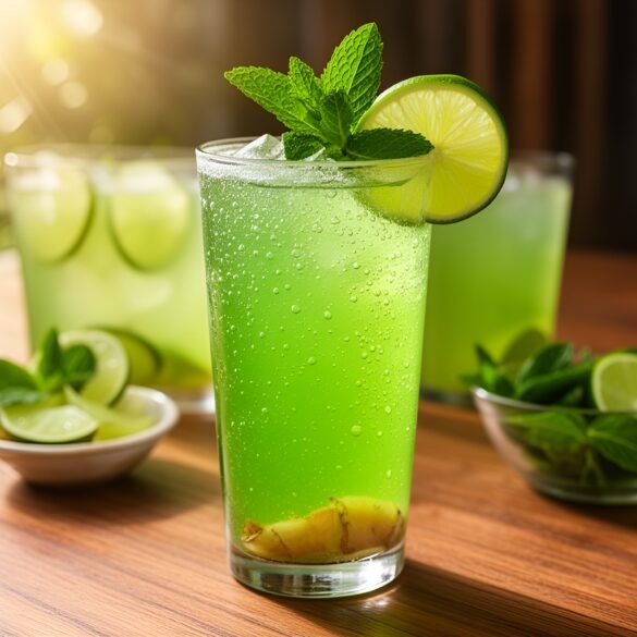 Sparkling Ginger-Lime Green Tea Refresher
