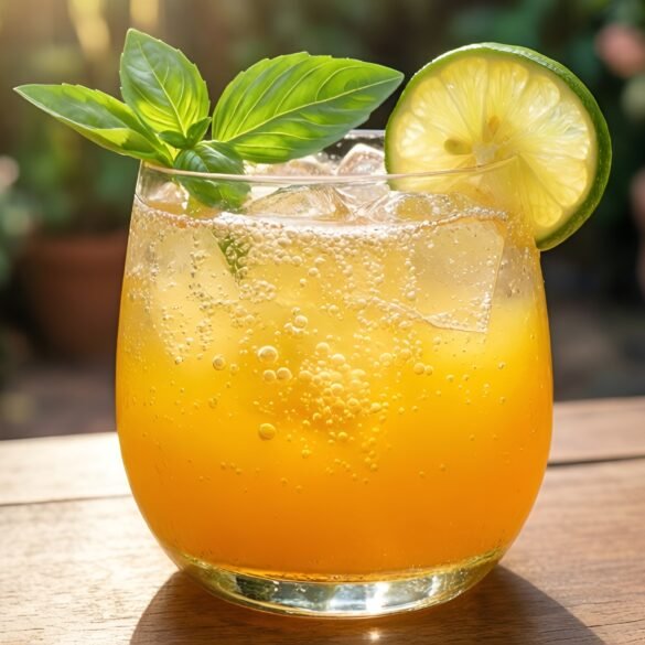 Sparkling Mango-Basil Fizz with a Citrus Twist