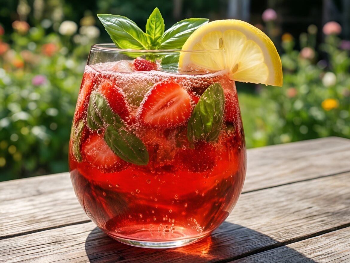 Sparkling Strawberry-Basil Refresher