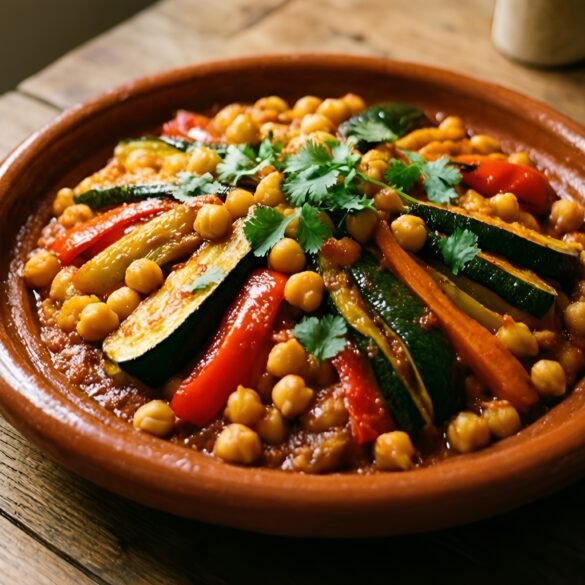 Spiced Roasted Vegetable & Chickpea Tajine with Fiery Harissa
