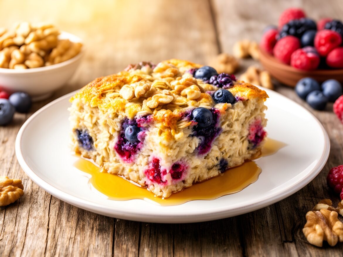 Sun-Kissed Berry-Walnut Oatmeal Bake Delight