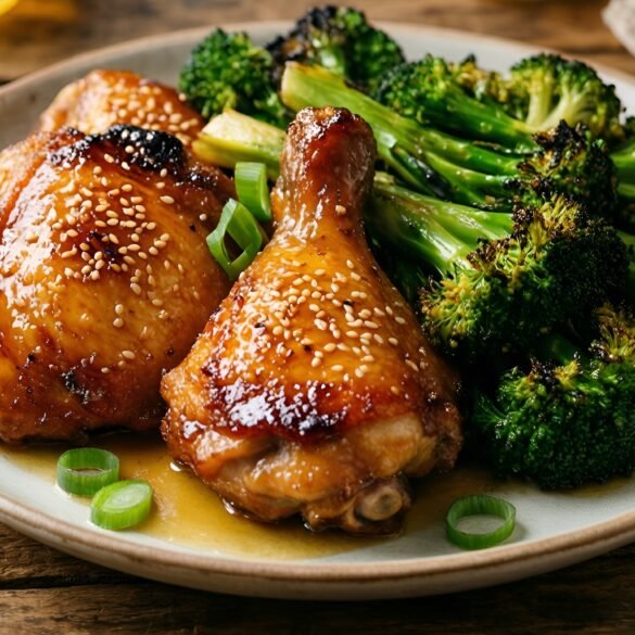 Sweet and Savory Honey-Sesame Ginger Chicken Thighs with Roasted Broccoli