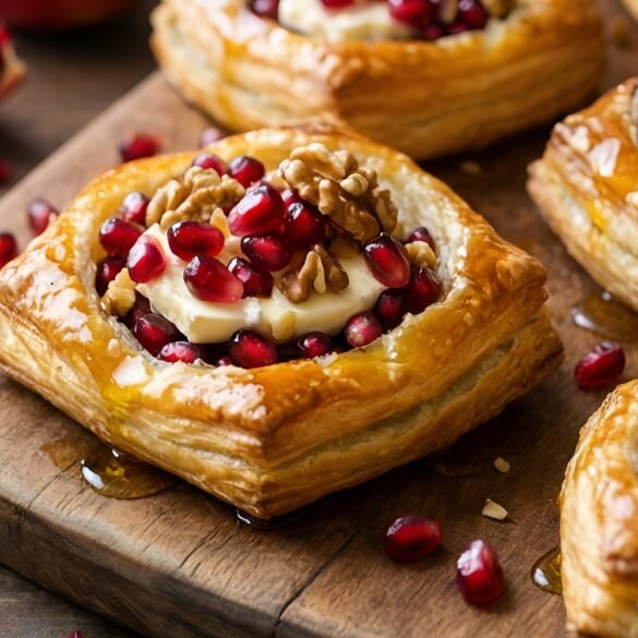 Sweet and Spicy Pomegranate-Walnut Brie Bites