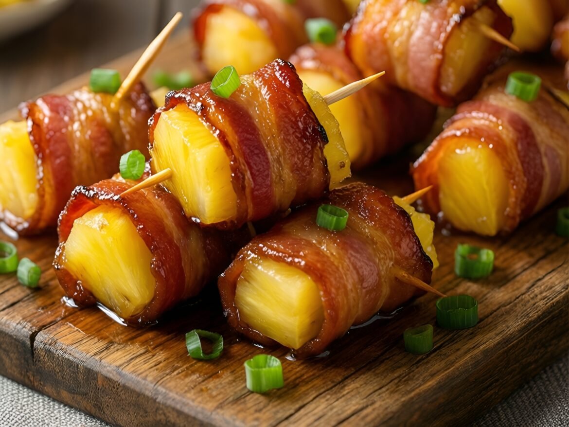Sweet & Spicy Bacon-Wrapped Pineapple Bites