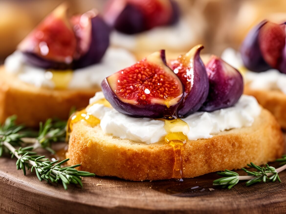 Tangy Goat Cheese and Fig Crostini with Honey Drizzle